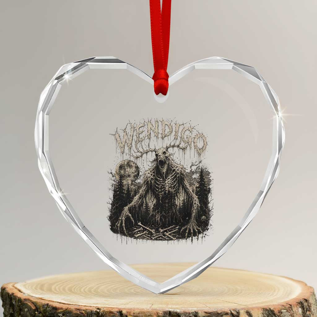Wendigo Cryptid Monster Heart Crystal Glass Ornament Heavy Metal Dark Fantasy Horror Graphic TS10 Transparent Glass 3'' Heart Print Your Wear