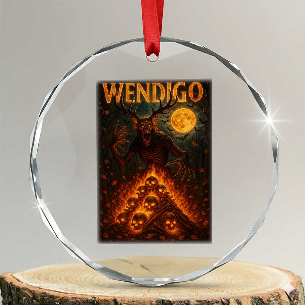 Wendigo Crystal Glass Ornament Halloween Cryptid Horror Mythical Creature TS10 Transparent Glass 3'' Circle Print Your Wear