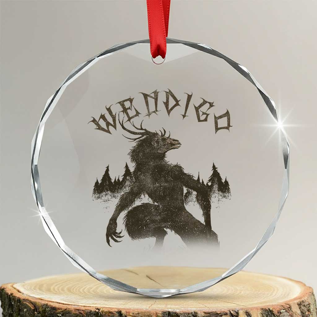 Wendigo Crystal Glass Ornament Horror Cryptid Occult Dark Fantasy TS10 Transparent Glass 3'' Circle Print Your Wear