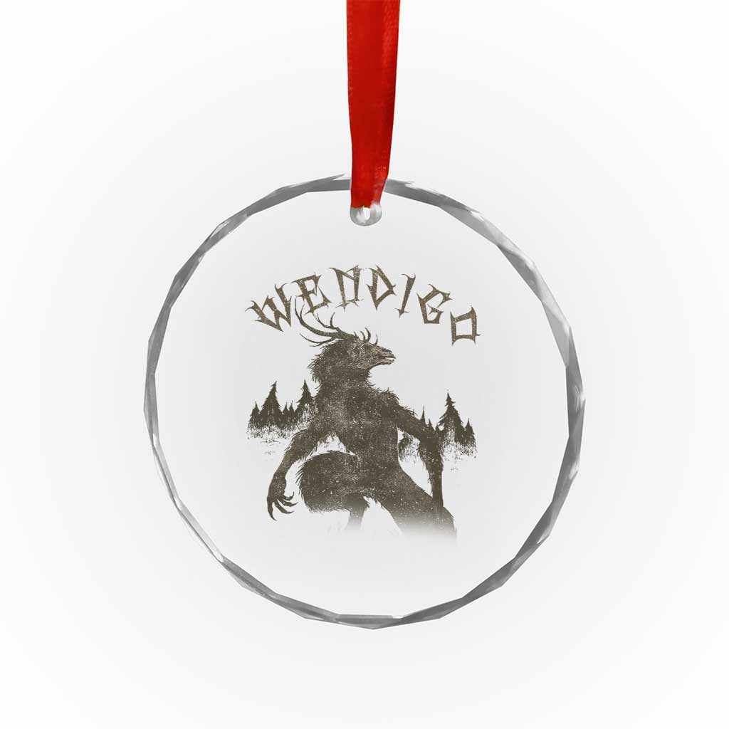 Wendigo Crystal Glass Ornament Horror Cryptid Occult Dark Fantasy TS10 Transparent Glass 3'' Circle Print Your Wear