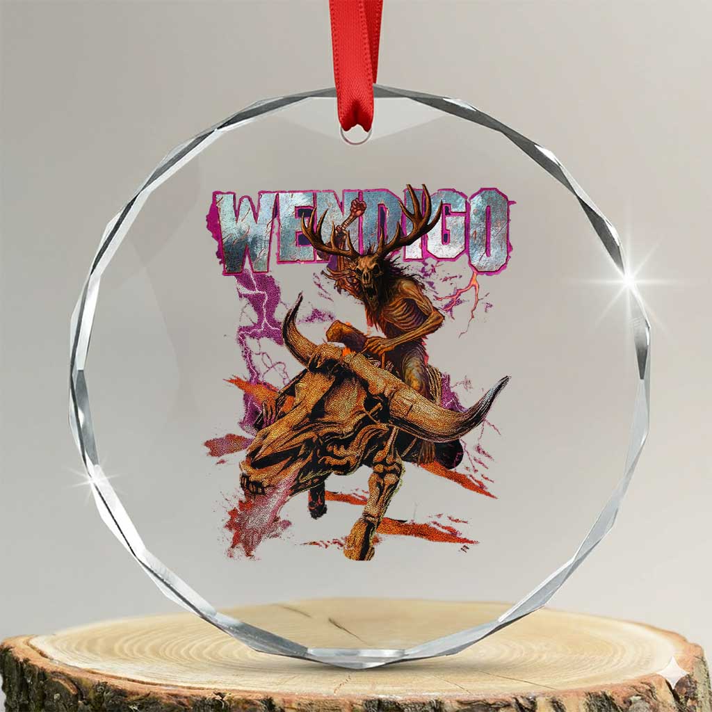 Wendigo Crystal Glass Ornament Riding Skeleton Cryptid Occult Dark Fantasy TS10 Transparent Glass 3'' Circle Print Your Wear