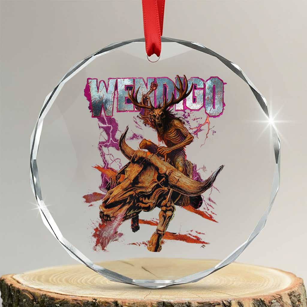 Wendigo Crystal Glass Ornament Riding Skeleton Cryptid Occult Dark Fantasy TS10 Transparent Glass 3'' Circle Print Your Wear