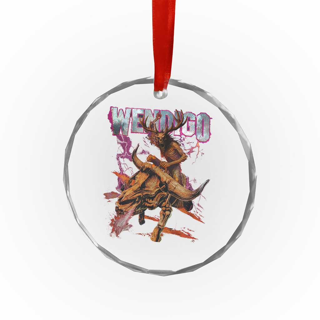 Wendigo Crystal Glass Ornament Riding Skeleton Cryptid Occult Dark Fantasy TS10 Transparent Glass 3'' Circle Print Your Wear