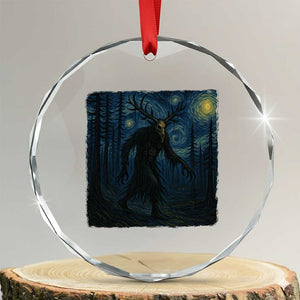 Wendigo Starry Night Crystal Glass Ornament Van Gogh Dark Fantasy Cryptid Lovers TS10 Transparent Glass 3'' Circle Print Your Wear