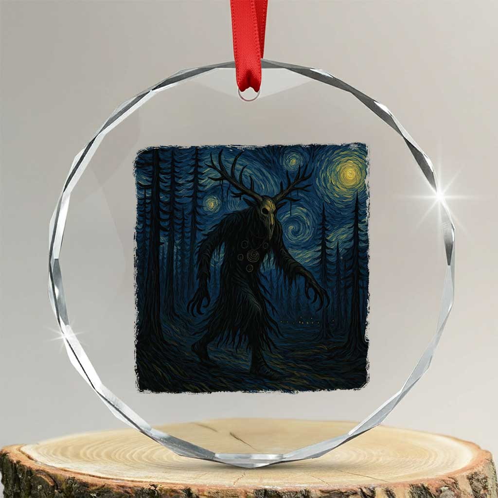 Wendigo Starry Night Crystal Glass Ornament Van Gogh Dark Fantasy Cryptid Lovers TS10 Transparent Glass 3'' Circle Print Your Wear