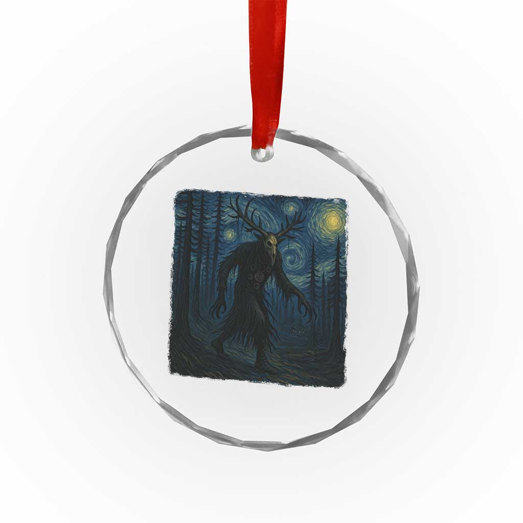 Wendigo Starry Night Crystal Glass Ornament Van Gogh Dark Fantasy Cryptid Lovers TS10 Transparent Glass 3'' Circle Print Your Wear