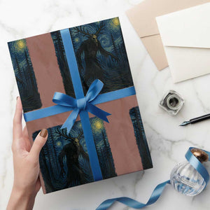 Wendigo Starry Night Wrapping Paper Roll Van Gogh Dark Fantasy Cryptid Lovers TS10 Mocha Print Your Wear