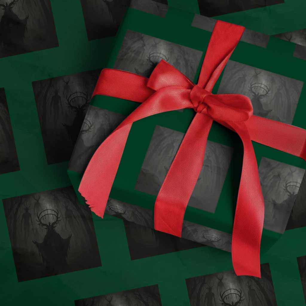 Wendigo Wrapping Paper Roll Gothic Horror Forest Demon Cryptid Occult Dark Fantasy TS10 Green Print Your Wear
