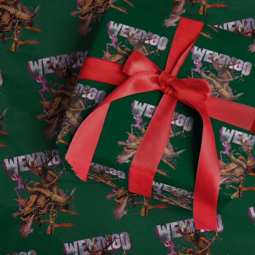 Wendigo Wrapping Paper Roll Riding Skeleton Cryptid Occult Dark Fantasy TS10 Green Print Your Wear