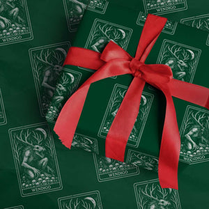 Wendigo Wrapping Paper Roll Tarot Card Horror Cryptid Occult Dark Fantasy TS10 Green Print Your Wear