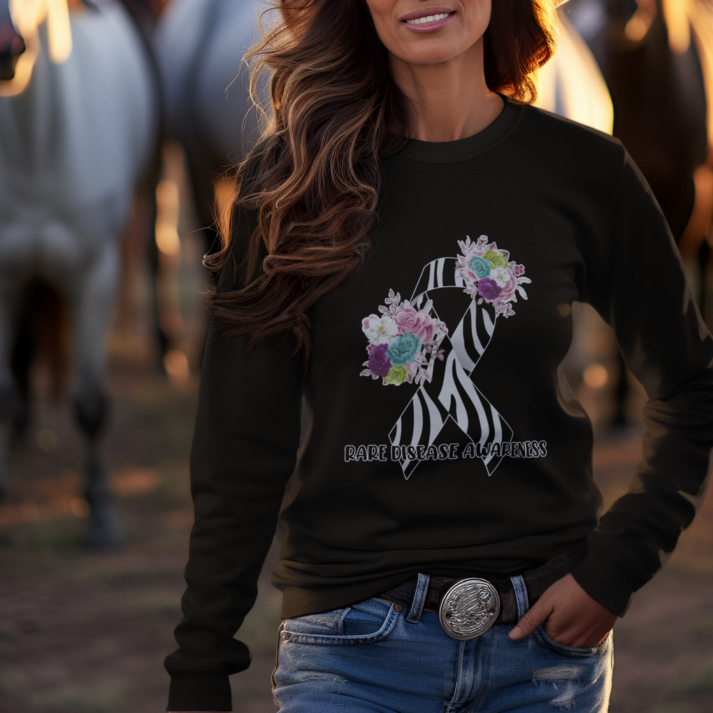 Rare Disease Day Shirts Sweatshirt Rare Disease Awareness Rare Disease Day Floral Zebra Ribbon TS02 Printyourwear
