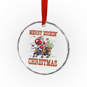 Western Black Santa Merry Buckin Christmas Crystal Glass Ornament Funny Rodeo TS12 Print Your Wear