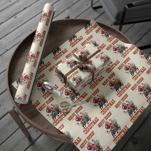 Western Black Santa Merry Buckin Christmas Wrapping Paper Roll Funny Rodeo TS12 Beige Print Your Wear
