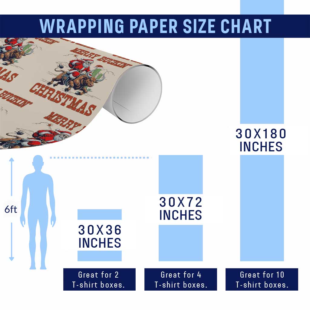 Western Black Santa Merry Buckin Christmas Wrapping Paper Roll Funny Rodeo TS12 Print Your Wear