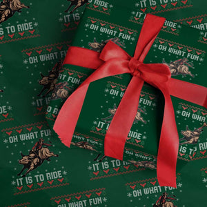 Western Bull Riding Ugly Christmas Wrapping Paper Roll Oh What Fun It Is To Ride TS12 Green Print Your Wear