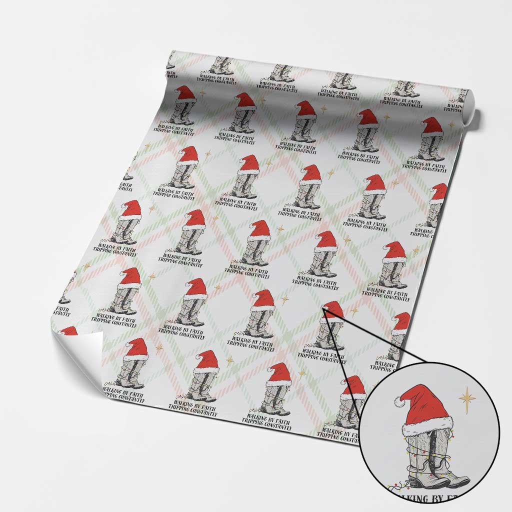 Western Christian Cowboy Wrapping Paper Roll Walking By Faith Tripping Constantly TS14 Christmas Plaid Print Your Wear