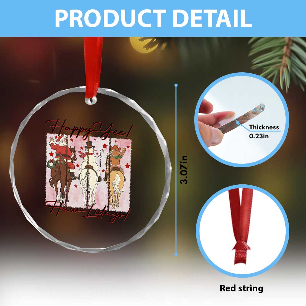 Western Christmas Horse Rider Crystal Glass Ornament Happy Yee Haw Lidays TS12 Print Your Wear