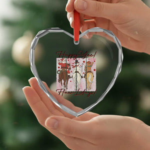 Western Christmas Horse Rider Heart Crystal Glass Ornament Happy Yee Haw Lidays TS12 Print Your Wear