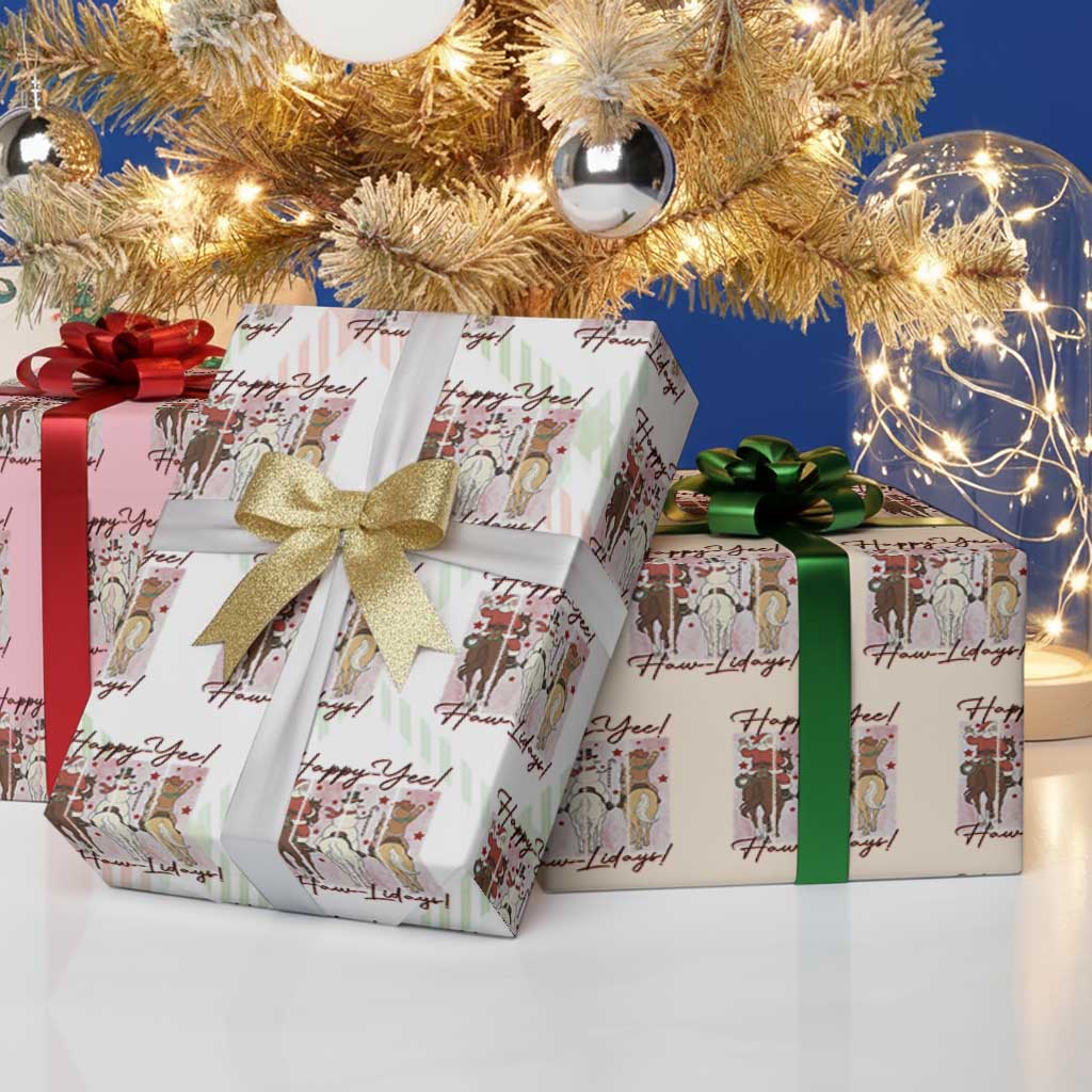 Western Christmas Horse Rider Wrapping Paper Roll Happy Yee Haw Lidays TS12 Print Your Wear
