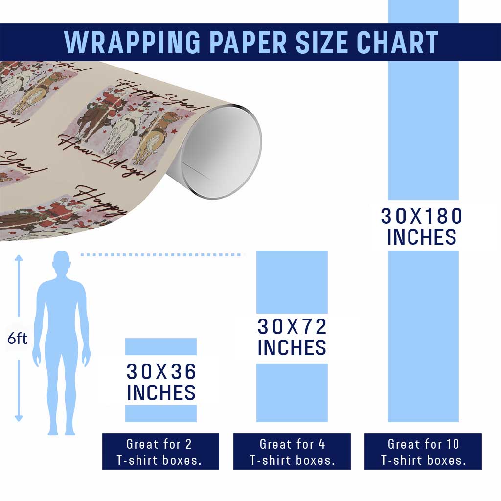 Western Christmas Horse Rider Wrapping Paper Roll Happy Yee Haw Lidays TS12 Print Your Wear