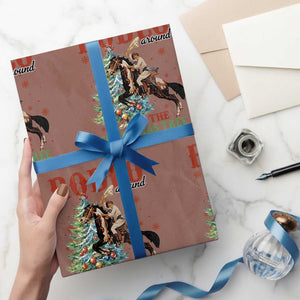 Western Christmas Wrapping Paper Roll Rodeo Around The Christmas Tree Cowgirl TS11 Mocha Print Your Wear