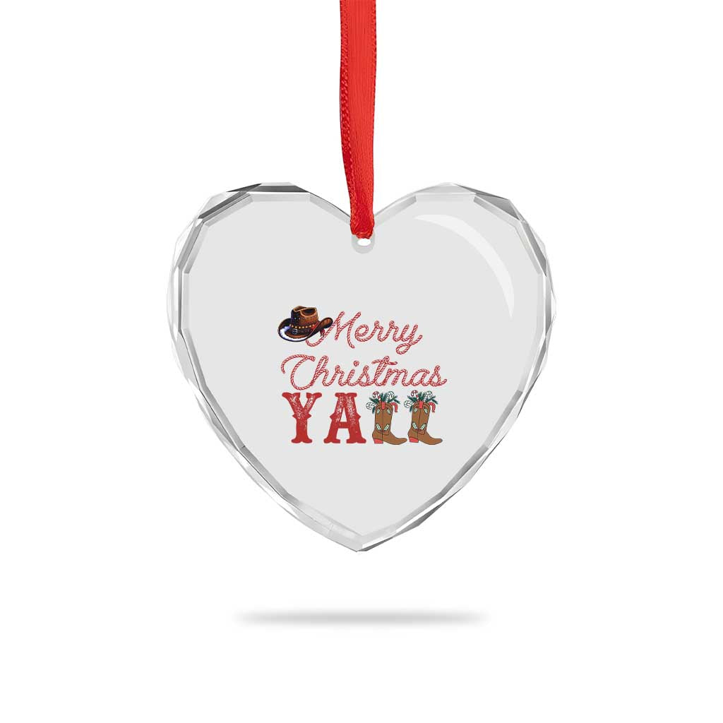 Western Cowboy Howdy Heart Crystal Glass Ornament Merry Christmas Yall Cowgirl Boots Hat TS14 Print Your Wear