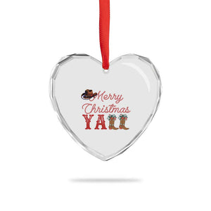 Western Cowboy Howdy Heart Crystal Glass Ornament Merry Christmas Yall Cowgirl Boots Hat TS14 Print Your Wear