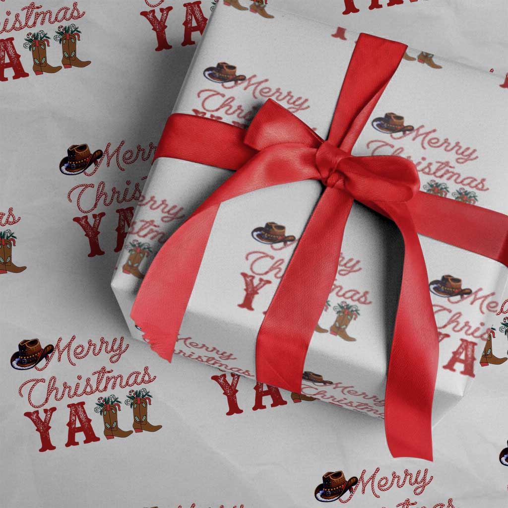 Western Cowboy Howdy Wrapping Paper Roll Merry Christmas Yall Cowgirl Boots Hat TS14 White Print Your Wear