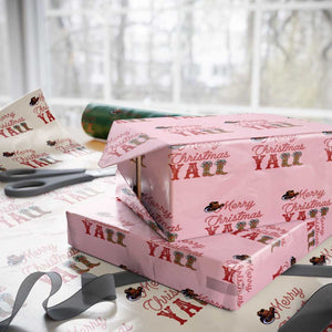 Western Cowboy Howdy Wrapping Paper Roll Merry Christmas Yall Cowgirl Boots Hat TS14 Light Pink Print Your Wear