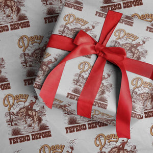 Western Cowboy Wrapping Paper Roll Deny Defend Depose TS02 White Print Your Wear