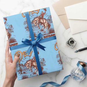 Western Cowboy Wrapping Paper Roll Deny Defend Depose TS02 Light Blue Print Your Wear