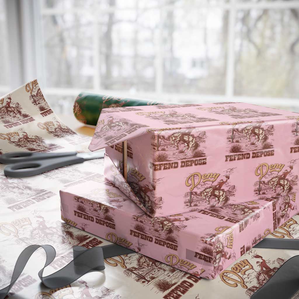 Western Cowboy Wrapping Paper Roll Deny Defend Depose TS02 Light Pink Print Your Wear