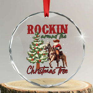 Western Crystal Glass Ornament Vintage 90s Cowboy Santa Claus Xmas Tree TS10 Transparent Glass 3'' Circle Print Your Wear