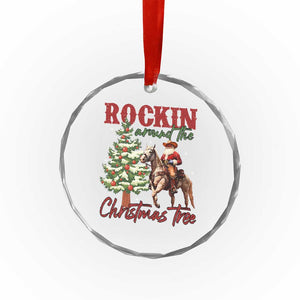 Western Crystal Glass Ornament Vintage 90s Cowboy Santa Claus Xmas Tree TS10 Print Your Wear