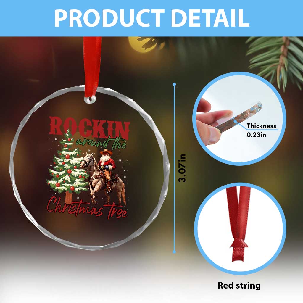 Western Crystal Glass Ornament Vintage 90s Cowboy Santa Claus Xmas Tree TS10 Print Your Wear