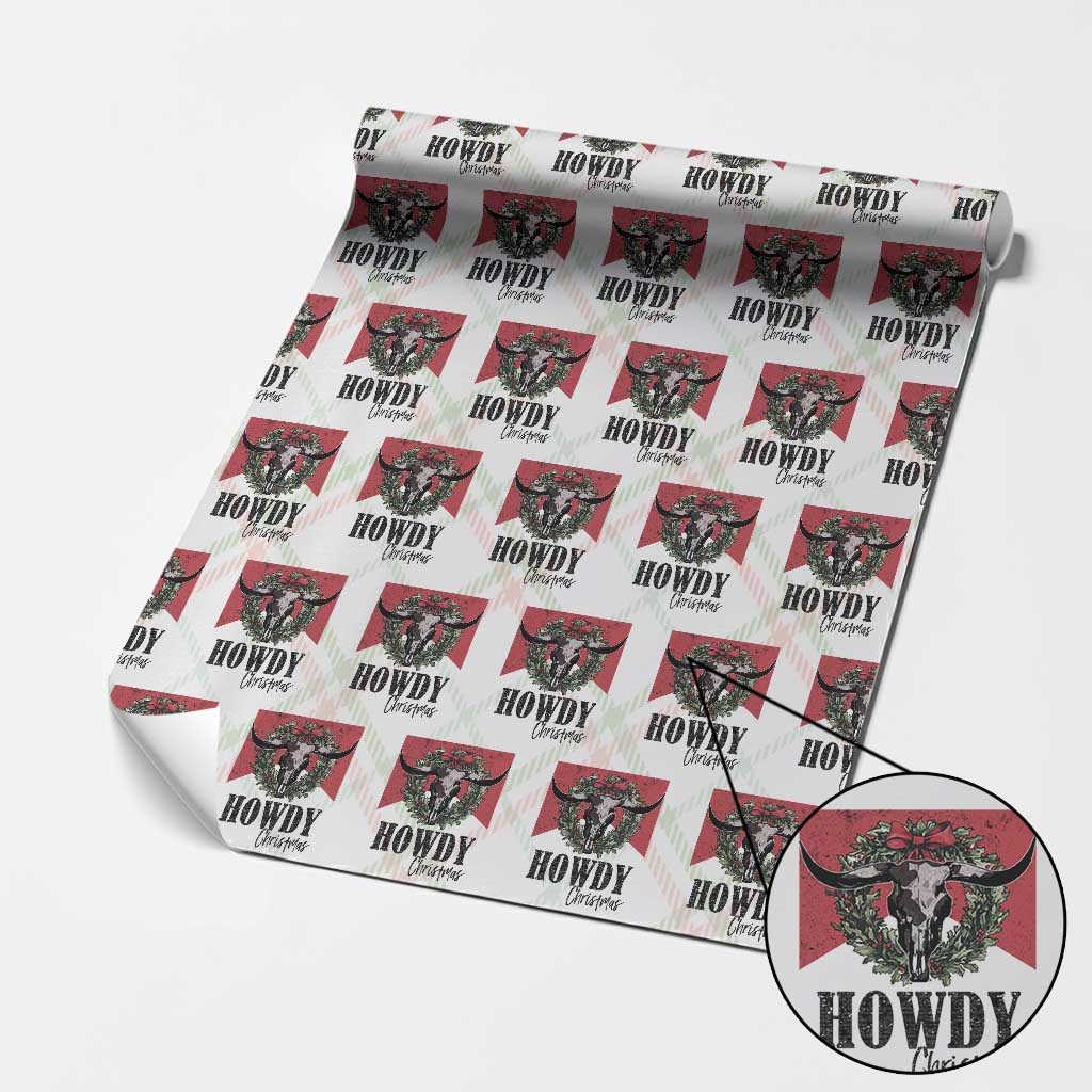 Western Howdy Christmas Wrapping Paper Roll Longhorn Skull Xmas Wreath TS11 Christmas Plaid Print Your Wear