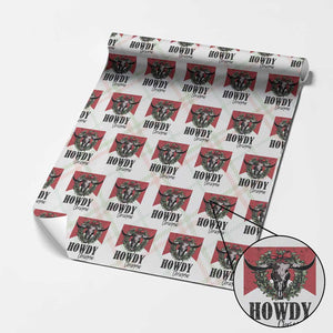 Western Howdy Christmas Wrapping Paper Roll Longhorn Skull Xmas Wreath TS11 Christmas Plaid Print Your Wear