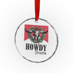 Western Xmas Crystal Glass Ornament Howdy Christmas Cow Skull Xmas Wreath TS11 Print Your Wear