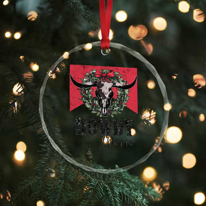 Western Xmas Crystal Glass Ornament Howdy Christmas Cow Skull Xmas Wreath TS11 Print Your Wear