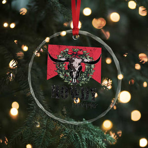 Western Xmas Crystal Glass Ornament Howdy Christmas Cow Skull Xmas Wreath TS11 Print Your Wear