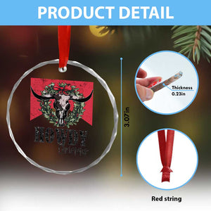 Western Xmas Crystal Glass Ornament Howdy Christmas Cow Skull Xmas Wreath TS11 Print Your Wear