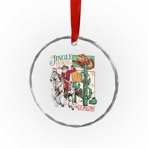 Western Xmas Crystal Glass Ornament Jingle Horse Pick Up Your Feet Cowboy Santa Rider TS09 Print Your Wear