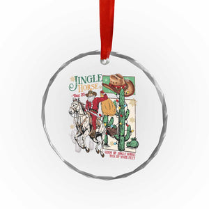 Western Xmas Crystal Glass Ornament Jingle Horse Pick Up Your Feet Cowboy Santa Rider TS09 Print Your Wear