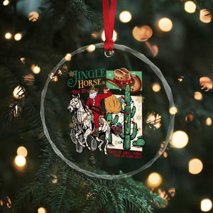 Western Xmas Crystal Glass Ornament Jingle Horse Pick Up Your Feet Cowboy Santa Rider TS09 Print Your Wear