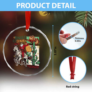 Western Xmas Crystal Glass Ornament Jingle Horse Pick Up Your Feet Cowboy Santa Rider TS09 Print Your Wear