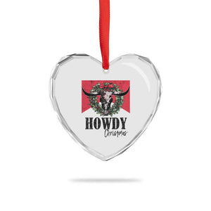 Western Xmas Heart Crystal Glass Ornament Howdy Christmas Cow Skull Xmas Wreath TS11 Print Your Wear