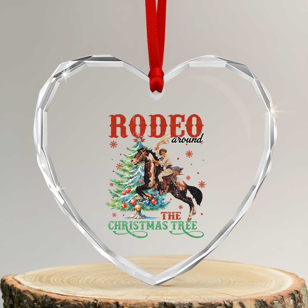 Western Xmas Heart Crystal Glass Ornament Rodeo Around The Christmas Tree Cowgirl TS11 Transparent Glass 3'' Heart Print Your Wear