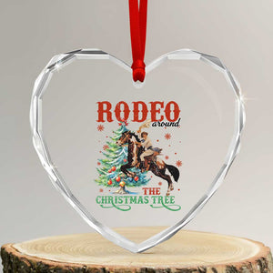 Western Xmas Heart Crystal Glass Ornament Rodeo Around The Christmas Tree Cowgirl TS11 Transparent Glass 3'' Heart Print Your Wear