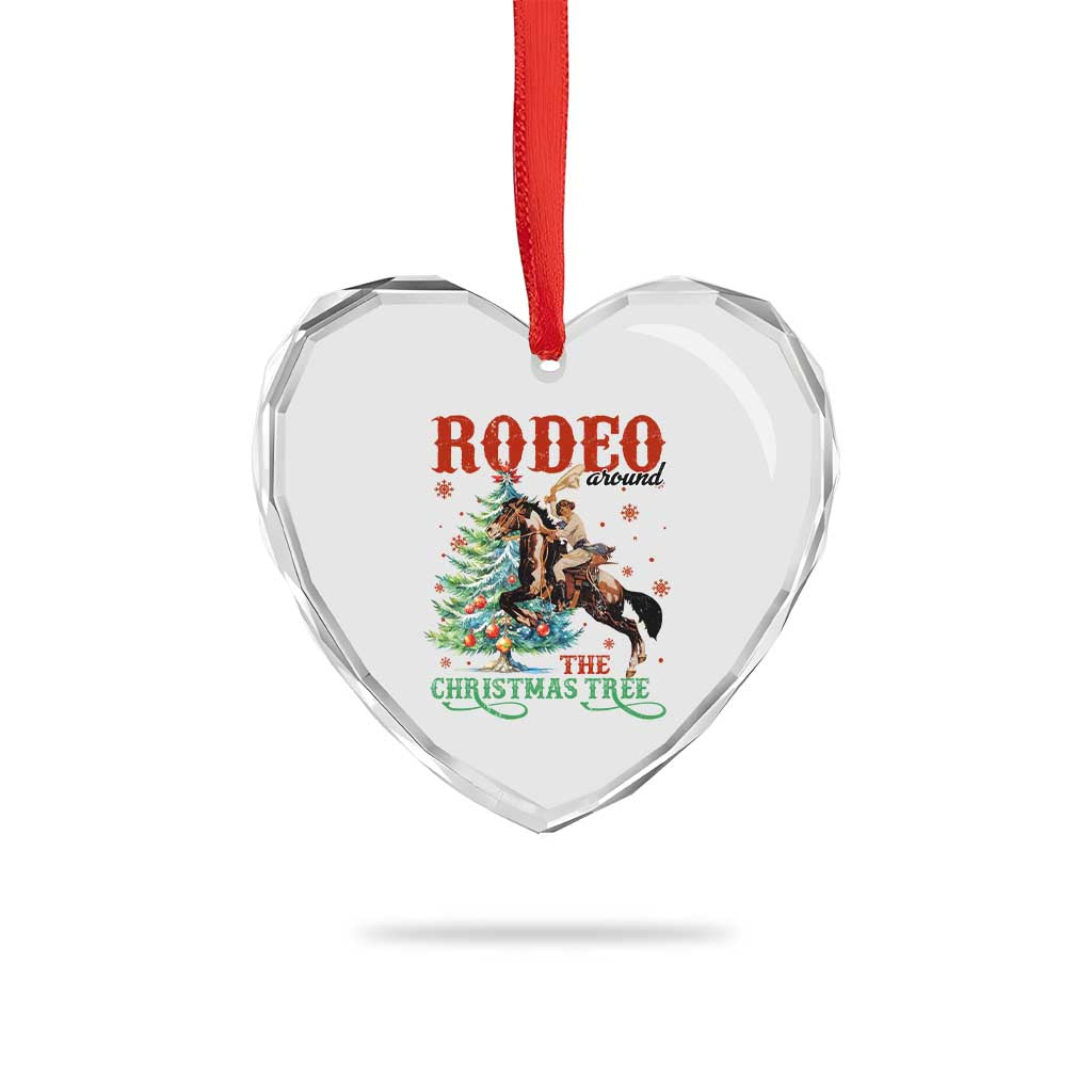 Western Xmas Heart Crystal Glass Ornament Rodeo Around The Christmas Tree Cowgirl TS11 Print Your Wear