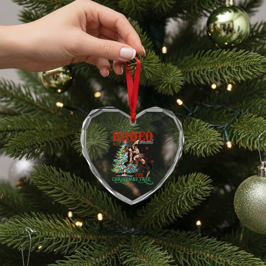 Western Xmas Heart Crystal Glass Ornament Rodeo Around The Christmas Tree Cowgirl TS11 Print Your Wear